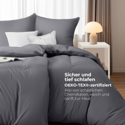 Utopia Bedding Housse de Couette 2 Personne 135x200 cm avec 2 Taie d'oreiller 80x80 cm (Gris) - Parure de lit 2 Personne 135 x 2
