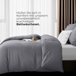 Utopia Bedding Housse de Couette 2 Personne 135x200 cm avec 2 Taie d'oreiller 80x80 cm (Gris) - Parure de lit 2 Personne 135 x 2