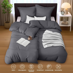 Utopia Bedding Housse de Couette 2 Personne 135x200 cm avec 2 Taie d'oreiller 80x80 cm (Gris) - Parure de lit 2 Personne 135 x 2