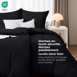 Utopia Bedding Housse de Couette 2 Personne 135x200 cm avec 2 Taie d'oreiller 80x80 cm (Noir) - Parure de lit 2 Personne 135 x 2