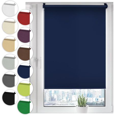 Sonello Store occultant Klemmfix sans percage50cm x 100cm Bleu Foncé, Store Enrouleur Opaque pour fenêtres et Portes, Fixation a