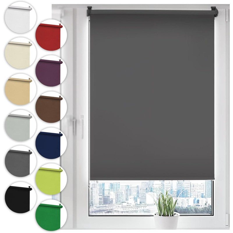 Sonello Store occultant Klemmfix sans percage50cm x 100cm Gris, Store Enrouleur Opaque pour fenêtres et Portes, Fixation avec ou
