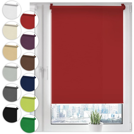 Sonello Store occultant Klemmfix sans percage50cm x 100cm Rouge, Store Enrouleur Opaque pour fenêtres et Portes, Fixation avec o