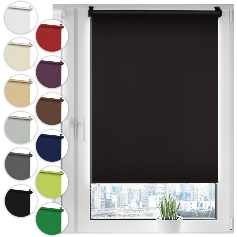 Sonello Store occultant Klemmfix sans percage 25cm x 130cm Noir, Store Enrouleur Opaque pour fenêtres et Portes, Fixation avec o