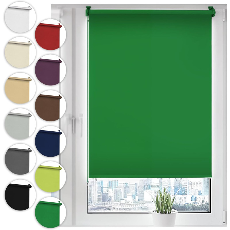 Sonello Store occultant Klemmfix sans percage 30cm x 130cm Vert, Store Enrouleur Opaque pour fenêtres et Portes, Fixation avec o