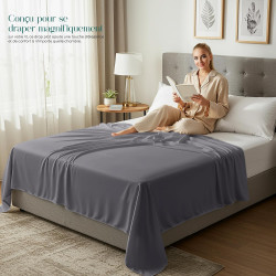 Utopia Bedding - Drap Plat sans élastique - 225 x 255 cm - Certifié Oeko-TEX - Polyester brossé Doux - Microfibre - Drap Plat - 