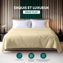 Utopia bedding - drap plat sans élastique - 225 x 255 cm - certifié oeko-tex - polyester brossé doux - microfibre - drap plat - 