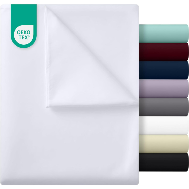 Utopia Bedding - Drap Plat 2 Personnes - 225x255 cm - Microfibre brossée Douce - Blanc
