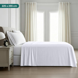 Utopia Bedding - Drap Plat 2 Personnes - 225x255 cm - Microfibre brossée Douce - Blanc