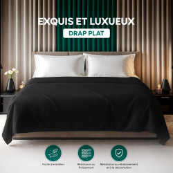 Utopia Bedding - Drap Plat sans élastique - 225 x 255 cm - Certifié Oeko-TEX - Polyester brossé Doux - Microfibre - Drap Plat - 
