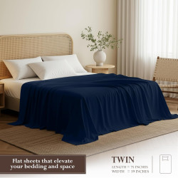 Utopia Bedding Drap Plat – 1 pièce (lit Simple, Bleu Marine) – Tissu en Microfibre brossée Douce – Résistant au rétrécissement e