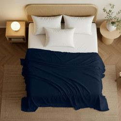 Utopia Bedding Drap Plat – 1 pièce (lit Simple, Bleu Marine) – Tissu en Microfibre brossée Douce – Résistant au rétrécissement e