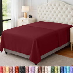 Utopia Bedding Drap Plat – 1 pièce (lit Simple, Bordeaux) – Tissu en Microfibre brossée Douce – Résistant au rétrécissement et à