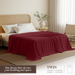 Utopia Bedding Drap Plat – 1 pièce (lit Simple, Bordeaux) – Tissu en Microfibre brossée Douce – Résistant au rétrécissement et à