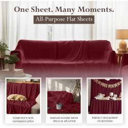 Utopia Bedding Drap Plat – 1 pièce (lit Simple, Bordeaux) – Tissu en Microfibre brossée Douce – Résistant au rétrécissement et à