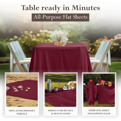Utopia Bedding Drap Plat – 1 pièce (lit Simple, Bordeaux) – Tissu en Microfibre brossée Douce – Résistant au rétrécissement et à