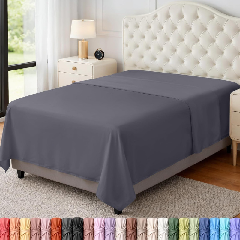 Utopia Bedding Drap Plat – Tissu en Microfibre brossée Douce – Drap de Dessus résistant au rétrécissement et à la décoloration, 