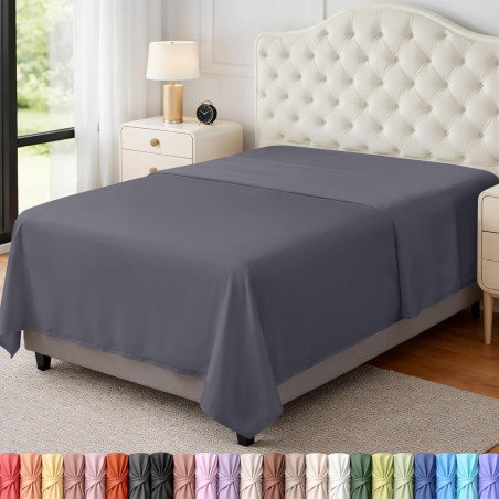 Utopia Bedding Drap Plat – Tissu en Microfibre brossée Douce – Drap de Dessus résistant au rétrécissement et à la décoloration, 