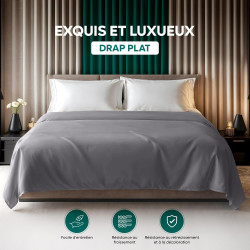 Utopia Bedding - Drap Plat sans élastique - 270 x 290 cm - Certifié Oeko-TEX - Polyester brossé Doux - Microfibre - Drap Plat - 