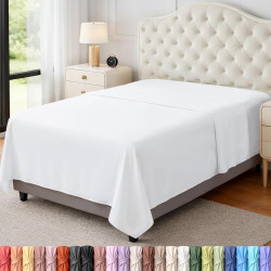 Utopia Bedding Drap Plat – Tissu en Microfibre brossée Douce – Drap de Dessus résistant au rétrécissement et à la décoloration, 