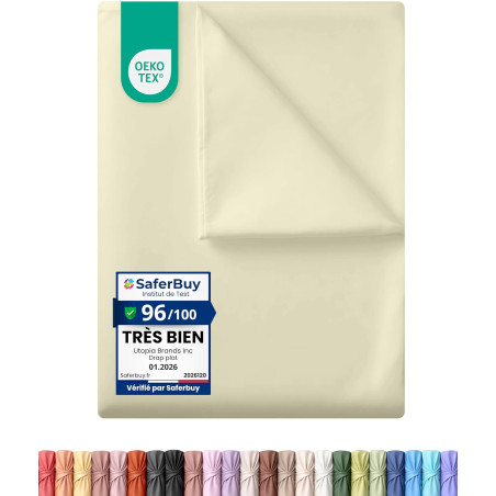 Utopia bedding - drap plat sans élastique - 266 x 259 cm - certifié oeko-tex - polyester brossé doux - microfibre - drap plat - 