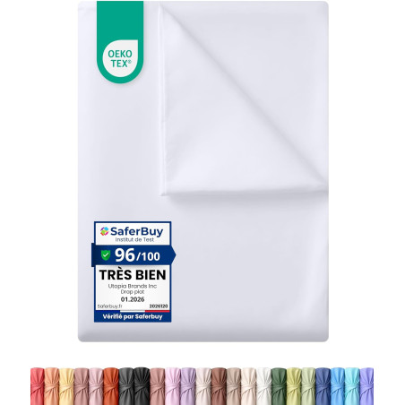 Utopia Bedding - Drap Plat sans élastique - 270 x 290 cm - Certifié Oeko-TEX - Polyester brossé Doux - Microfibre - Drap Plat - 
