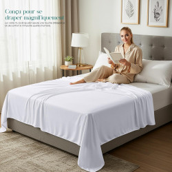 Utopia Bedding - Drap Plat sans élastique - 266 x 259 cm - Certifié Oeko-TEX - Polyester brossé Doux - Microfibre - Drap Plat - 