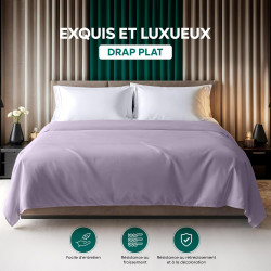 Utopia Bedding - Drap Plat sans élastique - 270 x 290 cm - Certifié Oeko-TEX - Polyester brossé Doux - Microfibre - Drap Plat - 