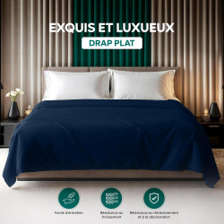 Utopia Bedding - Drap Plat sans élastique - 270 x 290 cm - Certifié Oeko-TEX - Polyester brossé Doux - Microfibre - Drap Plat - 