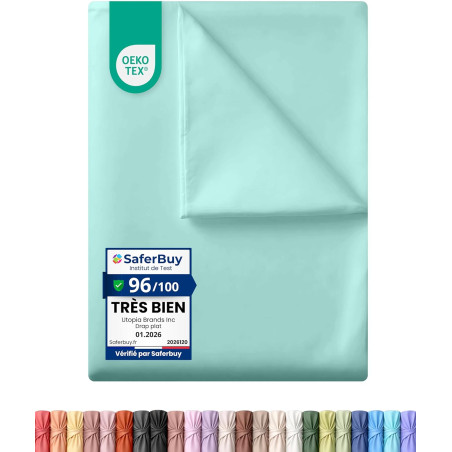Utopia Bedding - Drap Plat sans élastique - 270 x 290 cm - Certifié Oeko-TEX - Polyester brossé Doux - Microfibre - Drap Plat - 