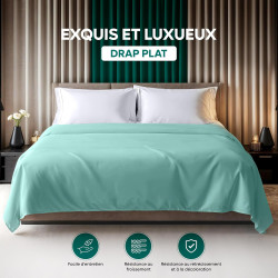 Utopia Bedding - Drap Plat sans élastique - 270 x 290 cm - Certifié Oeko-TEX - Polyester brossé Doux - Microfibre - Drap Plat - 