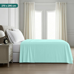 Utopia Bedding - Drap Plat sans élastique - 270 x 290 cm - Certifié Oeko-TEX - Polyester brossé Doux - Microfibre - Drap Plat - 
