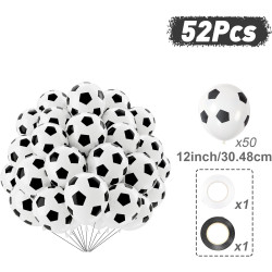 QIFU Ballons Et Football Imprimés,50 Ballon Noir Et Blanc Anniversaire Latex Pour Enfant Decoration Anniversaire Foot Coupe Du M