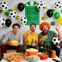 QIFU Ballons Et Football Imprimés,50 Ballon Noir Et Blanc Anniversaire Latex Pour Enfant Decoration Anniversaire Foot Coupe Du M