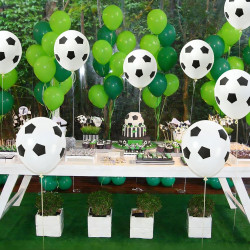 QIFU Ballons Et Football Imprimés,50 Ballon Noir Et Blanc Anniversaire Latex Pour Enfant Decoration Anniversaire Foot Coupe Du M