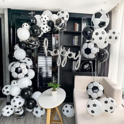 QIFU Ballons Et Football Imprimés,50 Ballon Noir Et Blanc Anniversaire Latex Pour Enfant Decoration Anniversaire Foot Coupe Du M