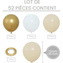 Ballons anniversaire beige, 50pcs ballons beige sable blanc or ballon communion anniversaire,bapteme fiançailles mariage boheme 