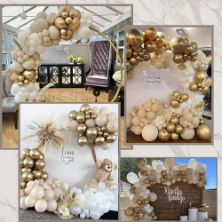 Ballons anniversaire beige, 50pcs ballons beige sable blanc or ballon communion anniversaire,bapteme fiançailles mariage boheme 