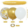 Ballons Anniversaire Blanc Et Or,62 Ballon Blanc Métallisés Doré Avec Ballon Confettis Mariage Dorés, Helium Ballons Decoration 