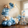 Qifu ballons bleu et blanc or- 52 pièces ballons pastel bleu poussiéreux beige champagne, ballon de baudruche latex helium pour 