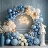 Qifu ballons bleu et blanc or- 52 pièces ballons pastel bleu poussiéreux beige champagne, ballon de baudruche latex helium pour 