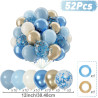 Qifu ballons bleu et blanc or- 52 pièces ballons pastel bleu poussiéreux beige champagne, ballon de baudruche latex helium pour 