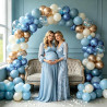 Qifu ballons bleu et blanc or- 52 pièces ballons pastel bleu poussiéreux beige champagne, ballon de baudruche latex helium pour 