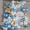 Qifu ballons bleu et blanc or- 52 pièces ballons pastel bleu poussiéreux beige champagne, ballon de baudruche latex helium pour 