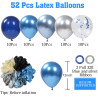 Ballons Anniversaire Bleu Argent, 52 Pièces Ballons Helium Métalliques et Ballon Confettis, Arche Ballon Bleus Argent pour Decor