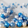 Ballons Anniversaire Bleu Argent, 52 Pièces Ballons Helium Métalliques et Ballon Confettis, Arche Ballon Bleus Argent pour Decor