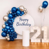 Ballons Anniversaire Bleu Argent, 52 Pièces Ballons Helium Métalliques et Ballon Confettis, Arche Ballon Bleus Argent pour Decor