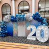 Ballons Anniversaire Bleu Argent, 52 Pièces Ballons Helium Métalliques et Ballon Confettis, Arche Ballon Bleus Argent pour Decor