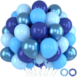 Ballons Anniversaire Bleus Marine, 52 Pièces Ballon Bleu Métallisé Chrome Macaron, Ballon Helium Bleu Marine, Décoration Bleue P