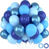 Ballons Anniversaire Bleus Marine, 52 Pièces Ballon Bleu Métallisé Chrome Macaron, Ballon Helium Bleu Marine, Décoration Bleue P